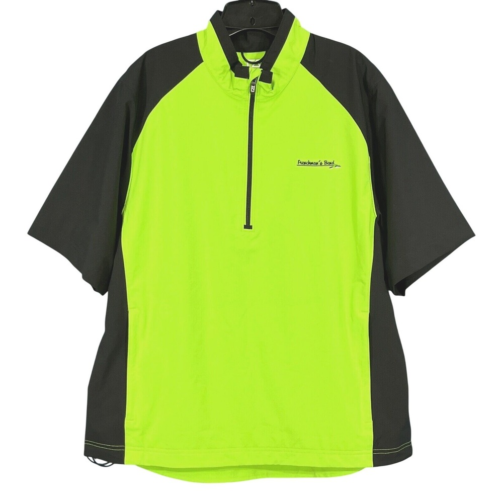 CUTTER/BUCK WeatherTec SUMMIT Neon Green/Black PULLOVER 1/4-Zip GOLF JACKET Sz M
